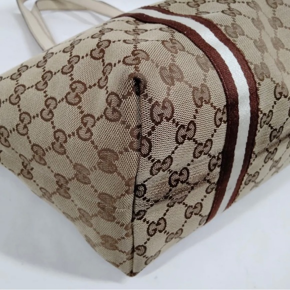 Gucci canvas Jackie tote bag with white leather - Picture 7 of 15